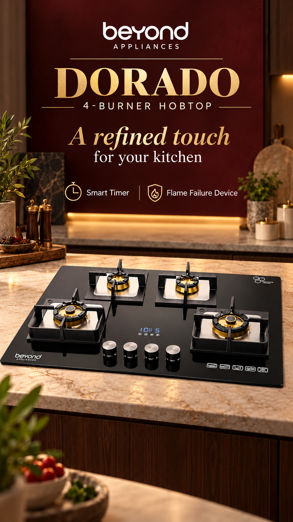 Four burners for flexible everyday cooking
