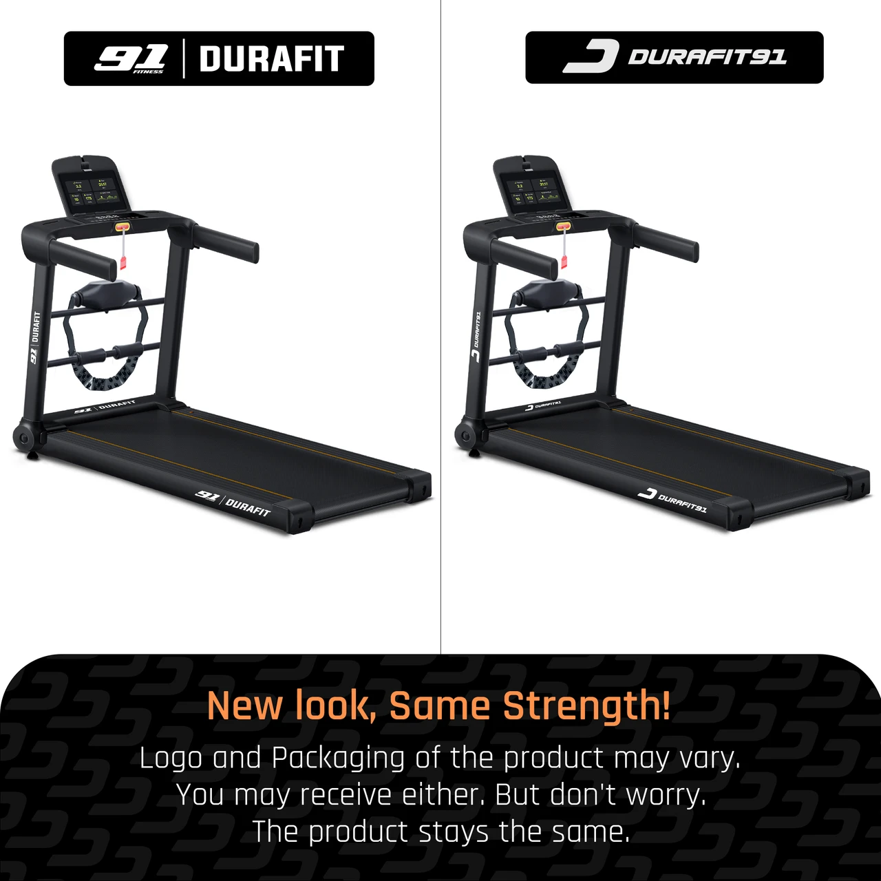 New look, same strength: logo and packaging may vary. You may receive either the 91 Fitness | Durafit or the Durafit91 branding. The frame, display, belt, massager, and safety key are identical, and so is the performance.