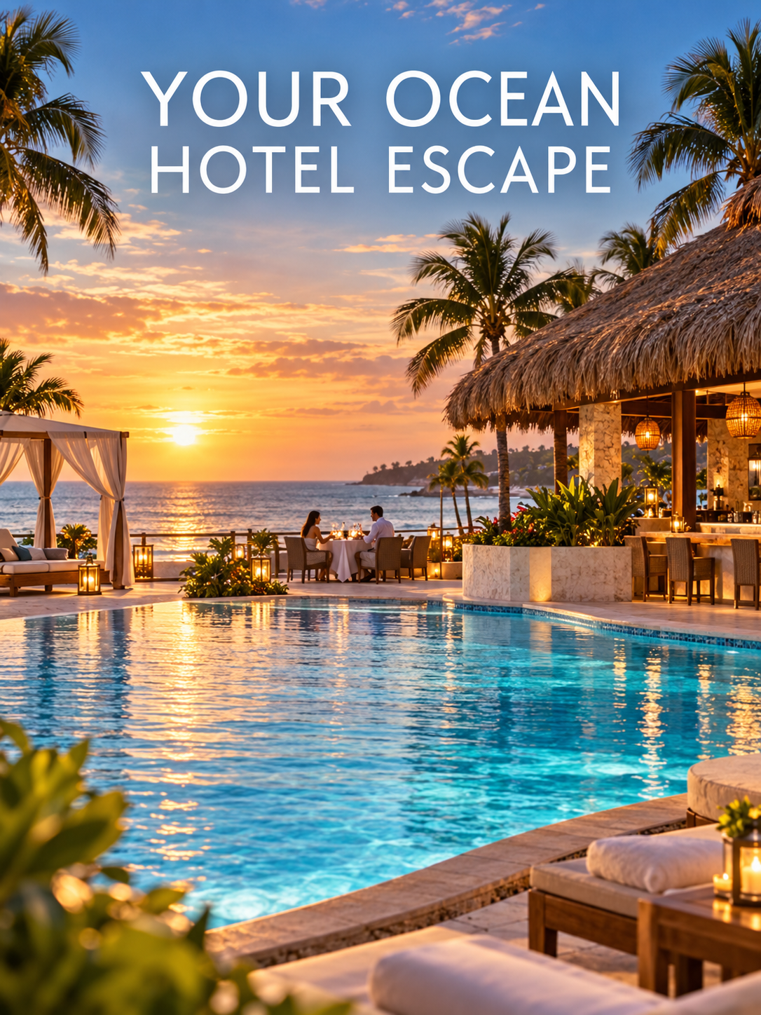 Resort pool and dining - Watch the sunset paint the sky above the resort tonight.