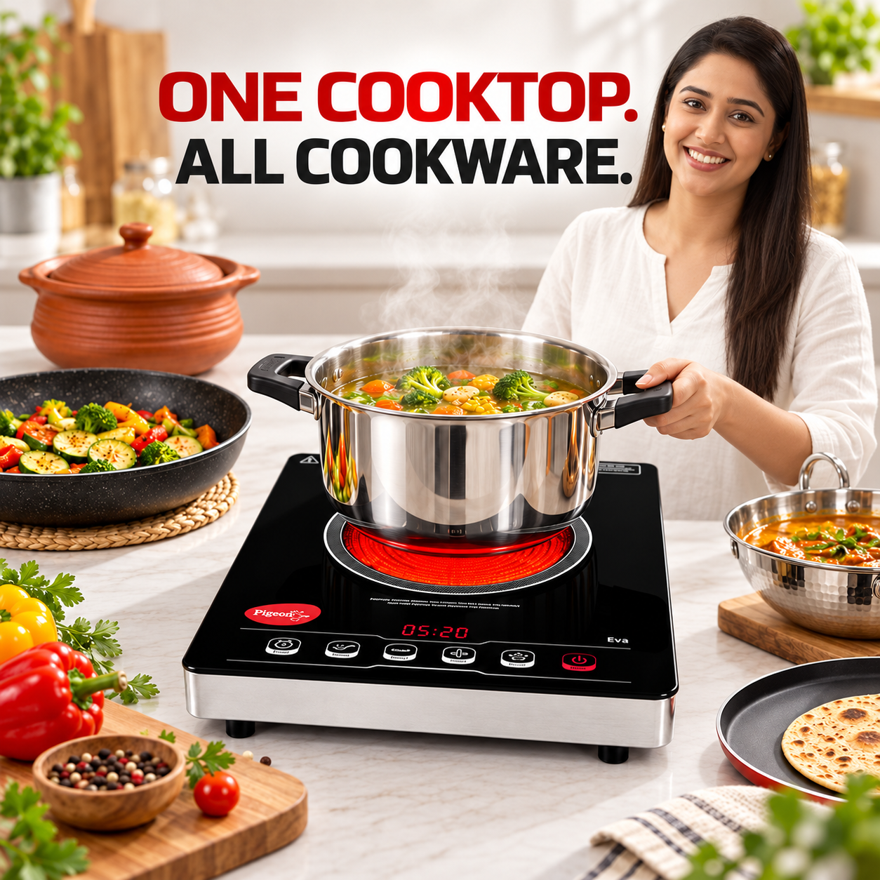 One Cooktop for Different Cookware