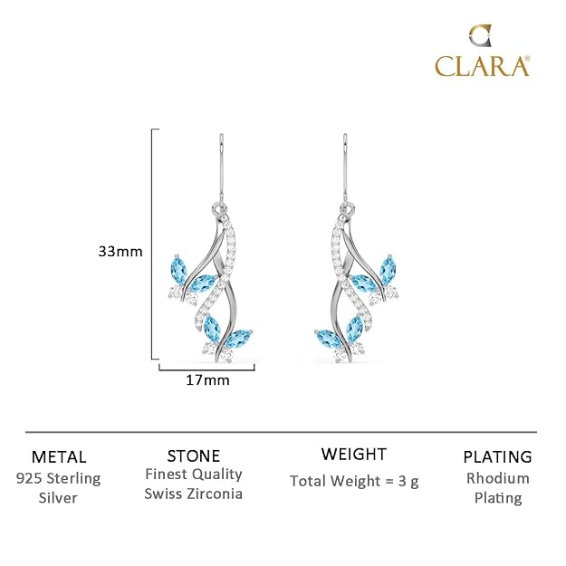 Size and specs: 33 mm x 17 mm, 925 sterling silver, rhodium plating, Swiss Zirconia