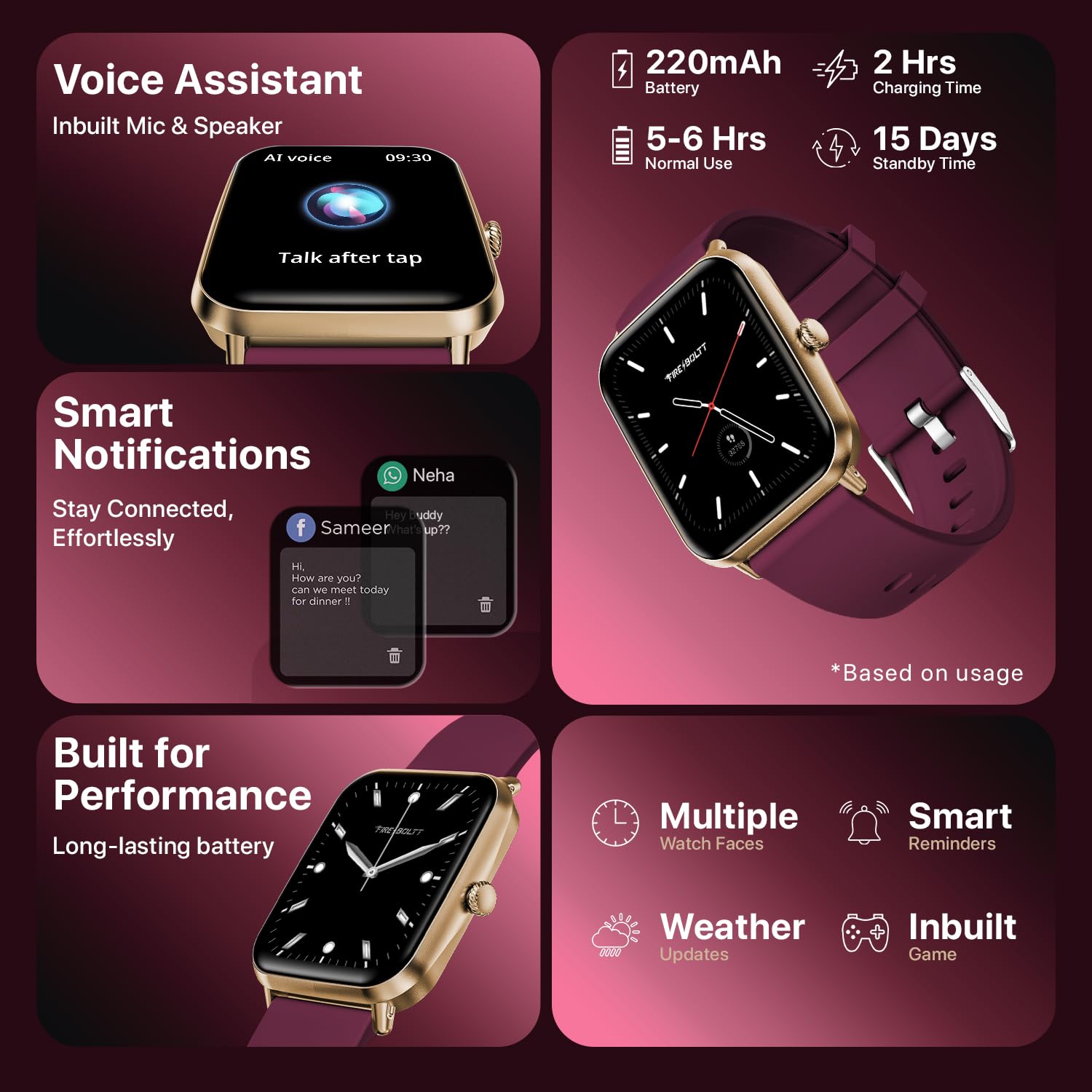 Fire-Boltt Ninja Call Pro Plus smartwatch: voice assistant, smart notifications, 220mAh battery and key features overview