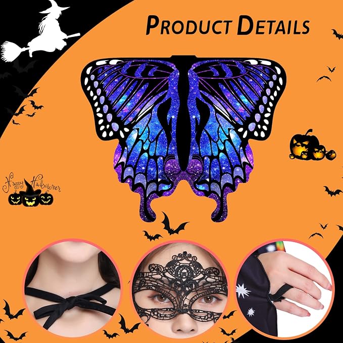 Close-up of the vivid blue and purple butterfly wing design