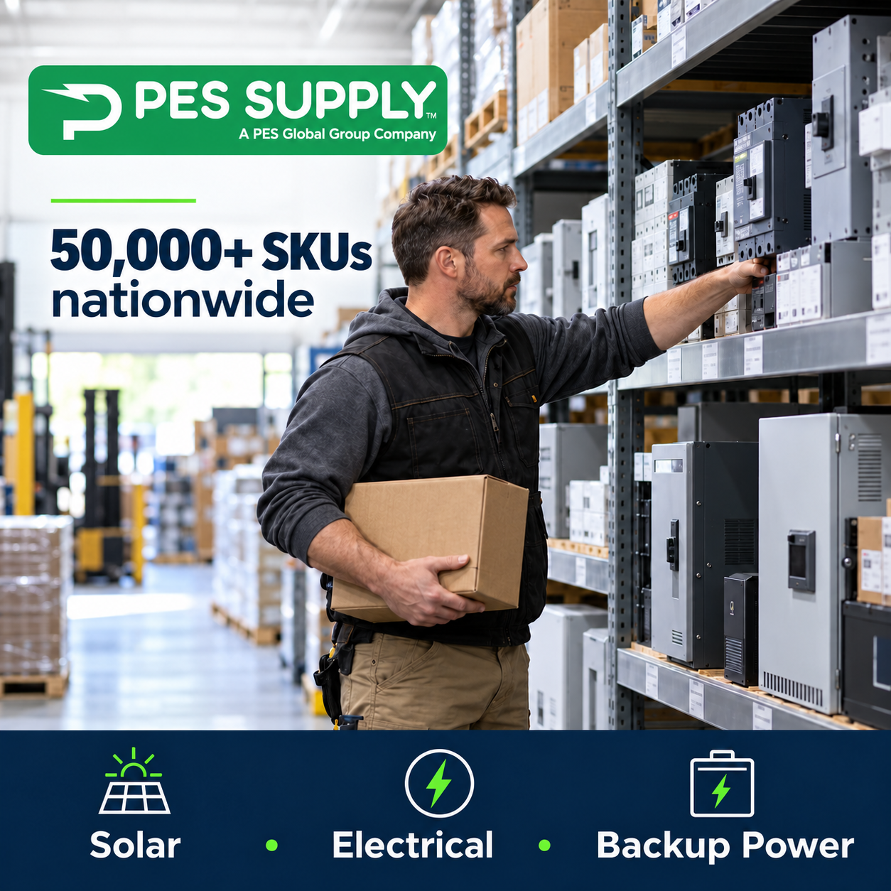50,000+ SKUs Nationwide - Find solar, electrical, and backup power products for your next project.
