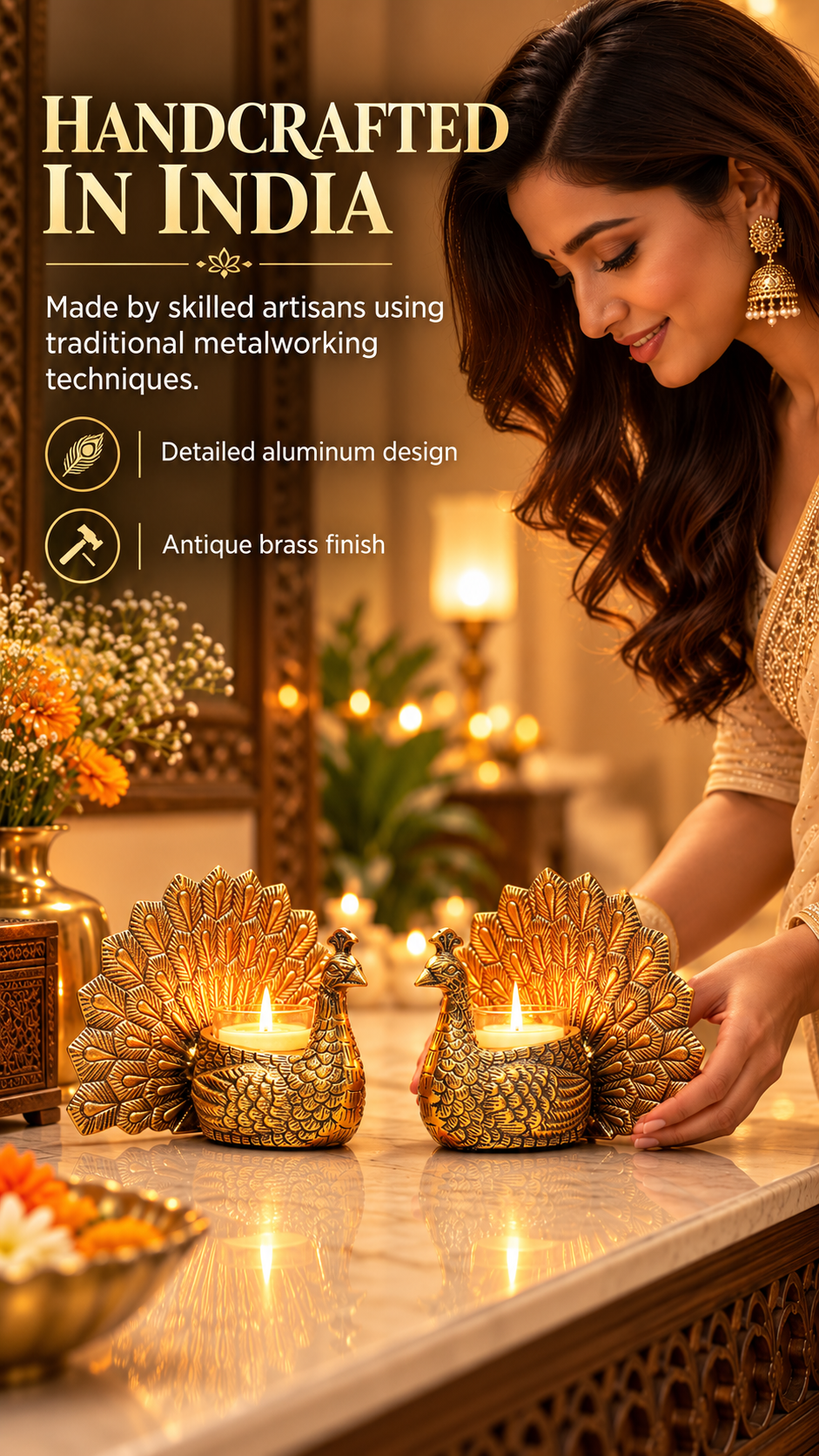 Golden Peacock Pair for Your Home