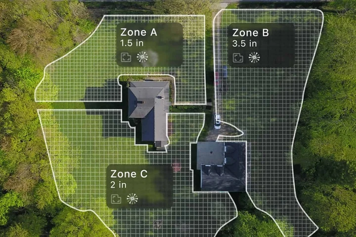 Smart sensing helps the mower navigate around objects.