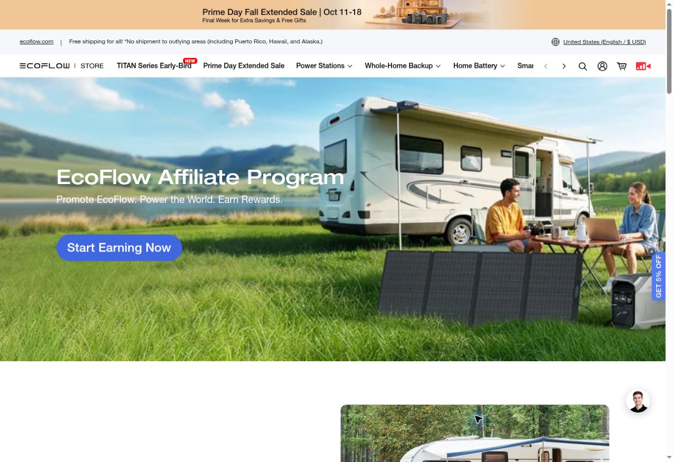 EcoFlow Affiliate Program official public program page, showing where to start
