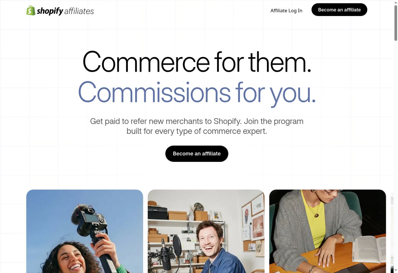 Shopify Affiliate Program official public program page, showing where to start